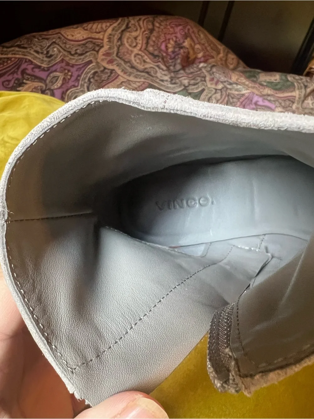 Vince Rockville Light Gray Suede Ankle Bootie